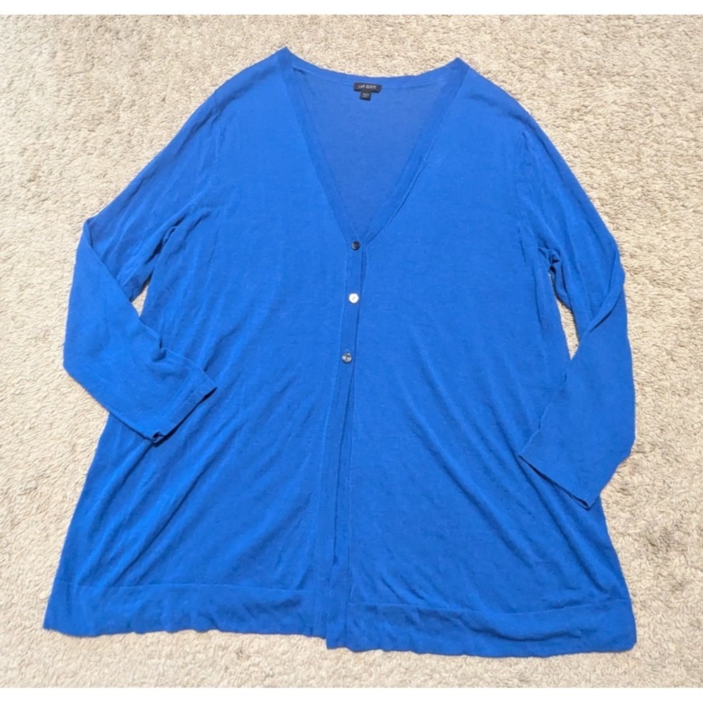 J Jill Cardigan Sweater Sz 2X Wearever‎ Collection Long Sleeve Lightweight Blue